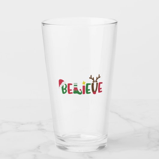 Funny Santa Claus Pet Believe Snowflakes kerst Glas (Voorkant)