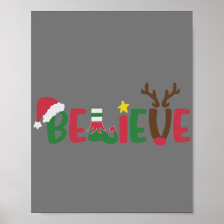 Funny Santa Claus Pet Believe Snowflakes kerst Poster