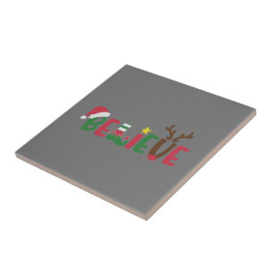 Funny Santa Claus Pet Believe Snowflakes kerst Tegeltje