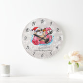 Funny Santa Claus, Pink Flamingos Christmas Grote Klok (Huis)