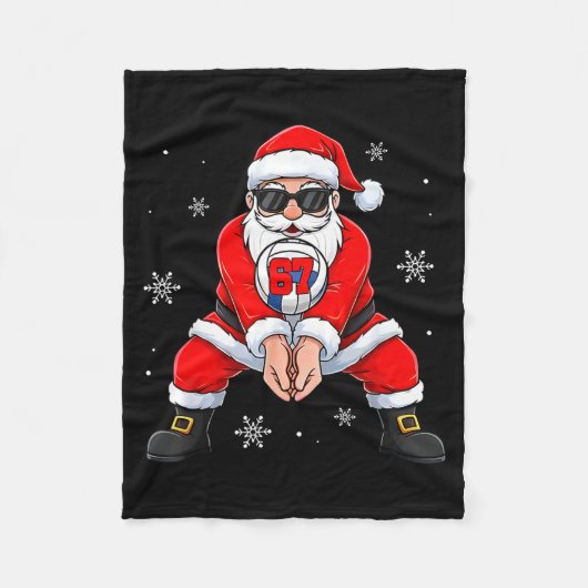 Funny Santa Claus Playing Volleyball Six Seven Chr Fleece Deken (Voorkant)