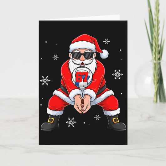 Funny Santa Claus Playing Volleyball Six Seven Chr Kaart (Voorkant)