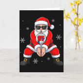 Funny Santa Claus Playing Volleyball Six Seven Chr Kaart (Gele Bloem)