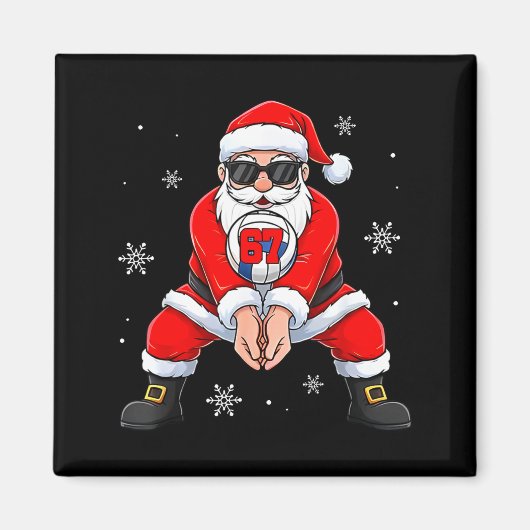 Funny Santa Claus Playing Volleyball Six Seven Chr Magneet (Voorkant)