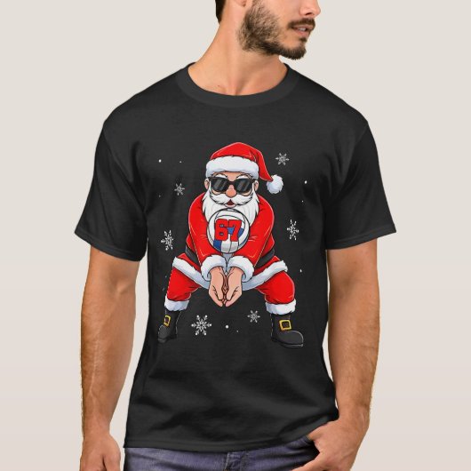 Funny Santa Claus Playing Volleyball Six Seven Chr T-shirt (Voorkant)