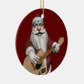 Funny Santa Claus Plays Accoustic Guitar Keramisch Ornament (Rechts)