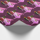 Funny Santa Claus Plays Pink Piano Cadeaupapier (Hoek)