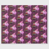 Funny Santa Claus Plays Pink Piano Cadeaupapier (Vlak)