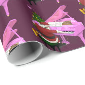 Funny Santa Claus Plays Pink Piano Cadeaupapier (Rol Hoek)
