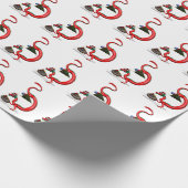 Funny Santa Claus Red Eastern Dragon Cadeaupapier (Hoek)