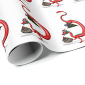Funny Santa Claus Red Eastern Dragon Cadeaupapier (Rol Hoek)