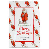 Funny Santa Claus red green Christmas gift bags Medium Cadeauzakje (Voorkant)