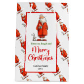 Funny Santa Claus red green Christmas gift bags Medium Cadeauzakje (Achterkant)