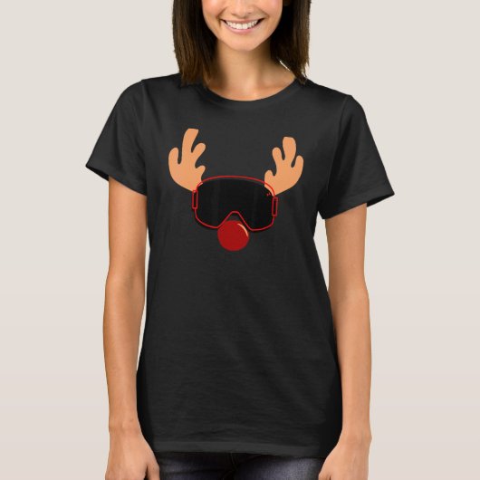 Funny Santa Claus Reindeer In Goggles, Very Cute F T-shirt (Voorkant)