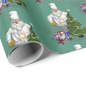 Funny Santa Claus Restaurant Chef Cadeaupapier (Rol Hoek)