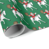 Funny Santa Claus Riding a Lipizzaner Cadeaupapier (Rol Hoek)