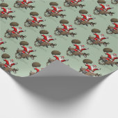 Funny Santa Claus Riding A Pronghorn Cadeaupapier (Hoek)