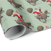 Funny Santa Claus Riding A Pronghorn Cadeaupapier (Rol Hoek)