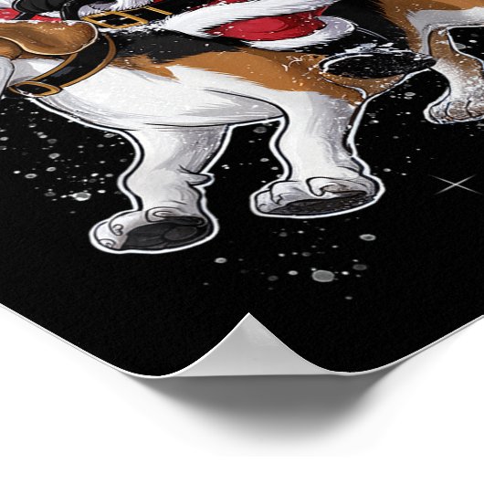 Funny Santa Claus Riding Beagle Dog Christmas For  Poster (Hoek)
