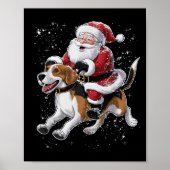 Funny Santa Claus Riding Beagle Dog Christmas For  Poster (Voorkant)