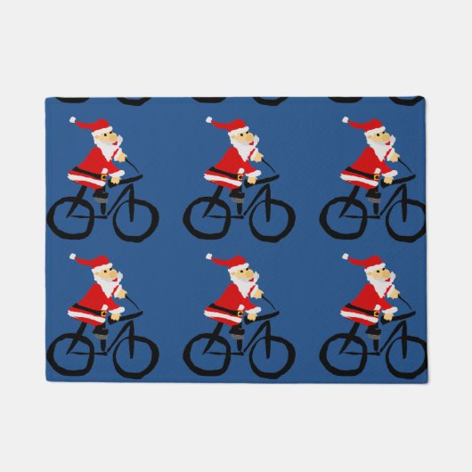 Funny Santa Claus Riding Bicycle Art Deurmat (Voorkant)