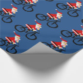 Funny Santa Claus Riding Bicycle Kerstkunst Cadeaupapier (Hoek)
