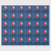 Funny Santa Claus Riding Bicycle Kerstkunst Cadeaupapier (Vlak)