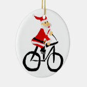 Funny Santa Claus Riding Bicycle Kerstkunst Keramisch Ornament (Rechts)