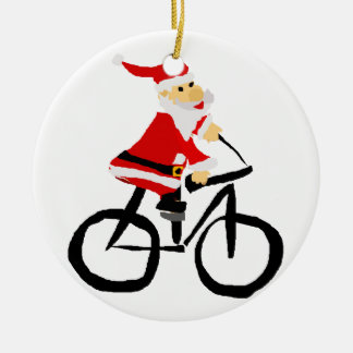 Funny Santa Claus Riding Bicycle Kerstkunst Keramisch Ornament