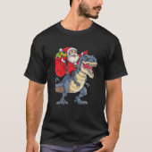 Funny Santa Claus Riding Dinosaur T Rex Boys Kinde T-shirt (Voorkant)