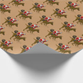 Funny Santa Claus Riding op Kangaroo Cadeaupapier (Hoek)