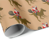 Funny Santa Claus Riding op Kangaroo Cadeaupapier (Rol Hoek)