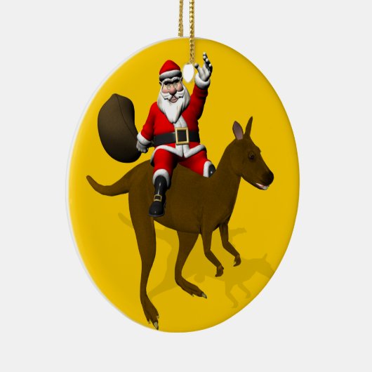 Funny Santa Claus Riding op Kangaroo Keramisch Ornament (Rechts)