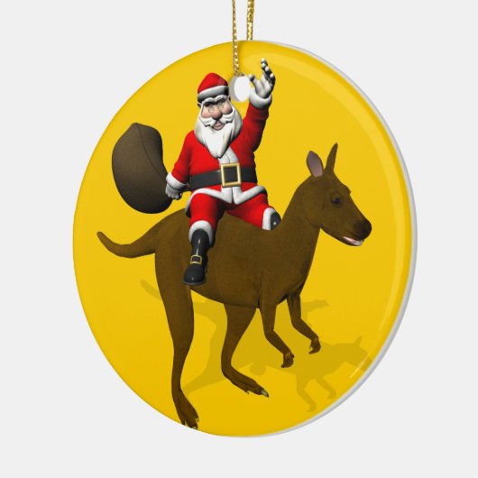 Funny Santa Claus Riding op Kangaroo Keramisch Ornament (Links)