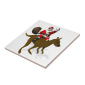 Funny Santa Claus Riding op Kangaroo Tegeltje (Zijkant)