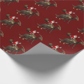 Funny Santa Claus Riding op Parasaurolophus Dino Cadeaupapier (Hoek)