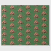 Funny Santa Claus Riding op Stegosaurus Dinosaur Cadeaupapier (Vlak)