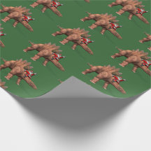 Funny Santa Claus Riding op Stegosaurus Dinosaur