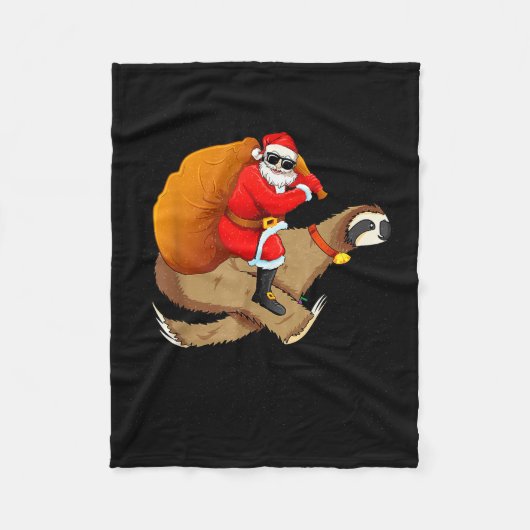Funny Santa Claus Riding Sloth Christmas Boys Men  Fleece Deken (Voorkant)