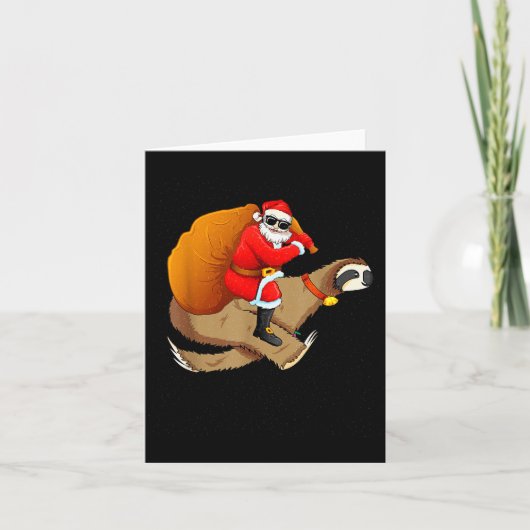 Funny Santa Claus Riding Sloth Christmas Boys Men Kaart (Voorkant)