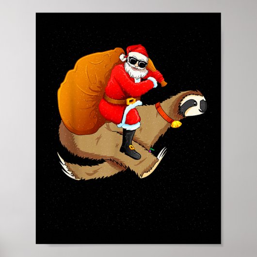 Funny Santa Claus Riding Sloth Christmas Boys Men  Poster (Voorkant)