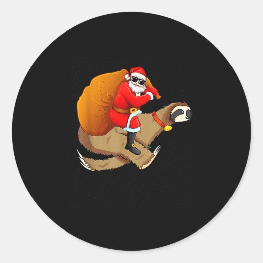 Funny Santa Claus Riding Sloth Christmas Boys Men  Ronde Sticker (Voorkant)