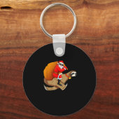 Funny Santa Claus Riding Sloth Christmas Boys Men  Sleutelhanger (Voorkant)