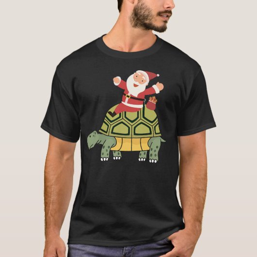 Funny Santa Claus Riding Tortoise Christmas Turtle T-shirt (Voorkant)