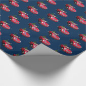 Funny Santa Claus rijdt een mini Cadeaupapier (Hoek)