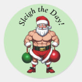 Funny Santa Claus Ronde Sticker (Voorkant)