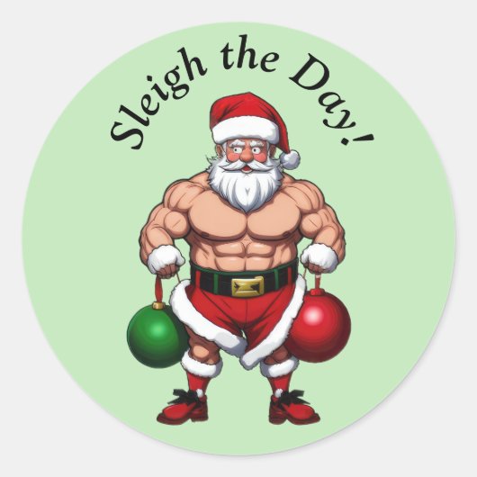 Funny Santa Claus Ronde Sticker (Voorkant)
