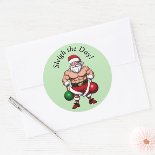 Funny Santa Claus Ronde Sticker (Envelop)