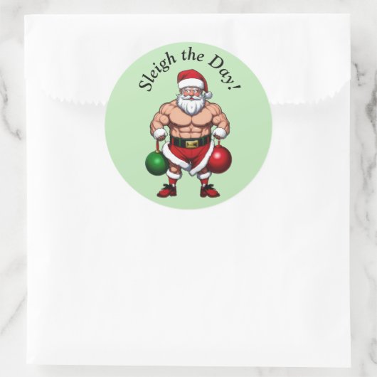 Funny Santa Claus Ronde Sticker (Tas)