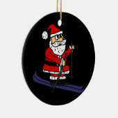 Funny Santa Claus Skiing Kerstmis Keramisch Ornament (Rechts)